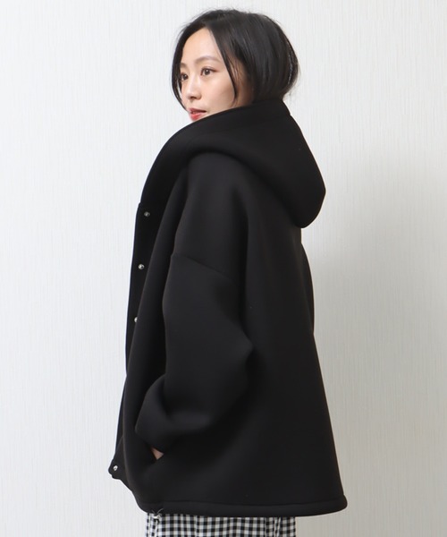 libelle more（リベル モア）の「ダイバー素材　フード付きジャケット（その他アウター・レディース・ベージュ/ネイビー/アイボリー/ブラック/杢グレー/チャコールグレー/モカ・M/L）」の19枚目の写真