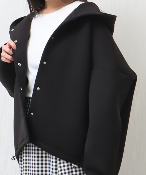 libelle more（リベル モア）の「ダイバー素材　フード付きジャケット（その他アウター・レディース・ベージュ/ネイビー/アイボリー/ブラック/杢グレー/チャコールグレー/モカ・M/L）」の20枚目の写真
