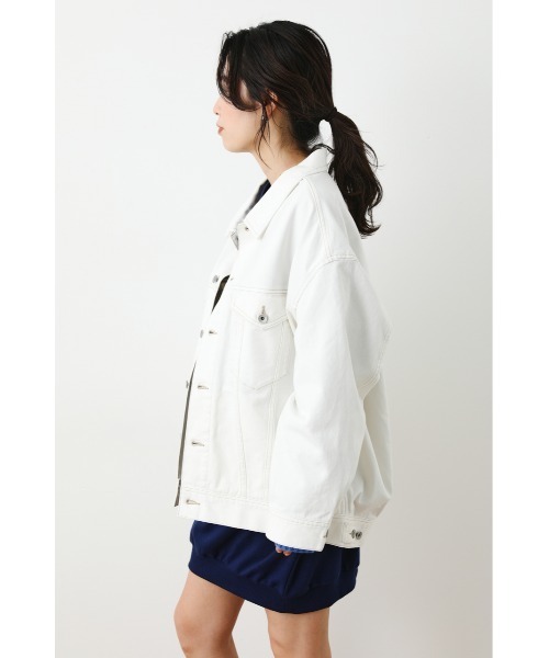 RODEO CROWNS WIDE BOWL(ロデオクラウンズワイドボウル)の「LOSE COLOR DENIM JACKET(デニムジャケット・レディース・ホワイト/ライトブルー・FREE)」の10枚目の写真