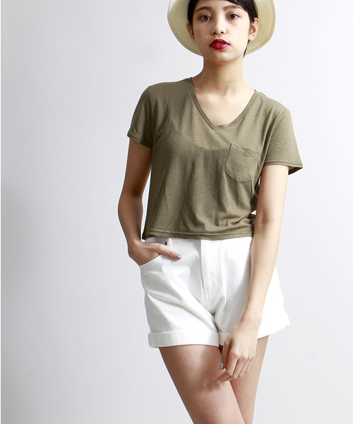 WEGO(ウィゴー)の「WEGO/ハイウエストデニムショーツ(デニムパンツ・レディース・ホワイト/インディゴブルー/ライトインディゴブルー・LARGE/MEDIUM)」の16枚目の写真