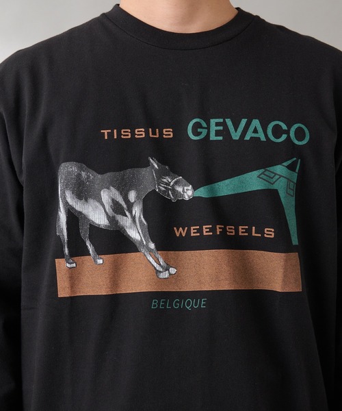 GEVACO(ゲバコ)の「【GEVACO/ゲバコ】馬プリント長袖Tee(Tシャツ/カットソー・メンズ・ブラック/ホワイト/ベージュ・L)」の21枚目の写真