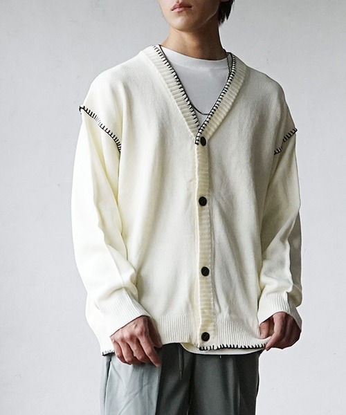 MinoriTY(マイノリティ)の「ハンドステッチカーディガン 秋服 メンズ(カーディガン/ボレロ・メンズ・キナリ/ブラック/サックスブルー/グレー・M/L)」の6枚目の写真