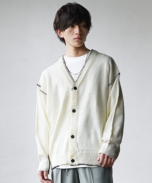 MinoriTY(マイノリティ)の「ハンドステッチカーディガン 秋服 メンズ(カーディガン/ボレロ・メンズ・キナリ/ブラック/サックスブルー/グレー・M/L)」の7枚目の写真