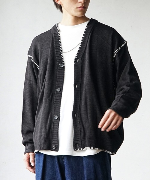 MinoriTY(マイノリティ)の「ハンドステッチカーディガン 秋服 メンズ(カーディガン/ボレロ・メンズ・キナリ/ブラック/サックスブルー/グレー・M/L)」の10枚目の写真