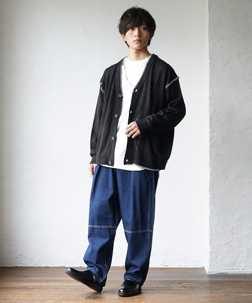 MinoriTY(マイノリティ)の「ハンドステッチカーディガン 秋服 メンズ(カーディガン/ボレロ・メンズ・キナリ/ブラック/サックスブルー/グレー・M/L)」の12枚目の写真