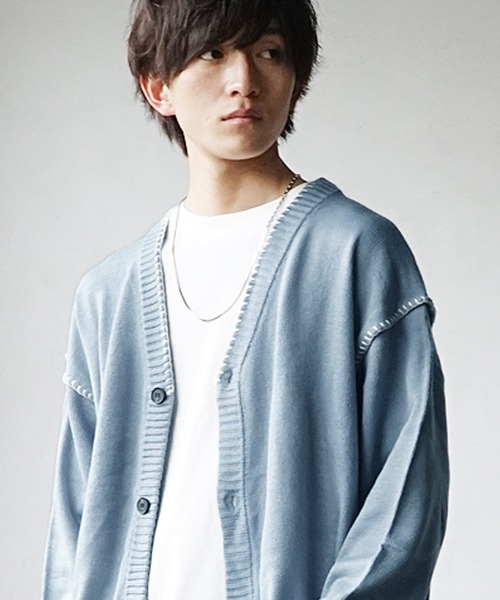 MinoriTY(マイノリティ)の「ハンドステッチカーディガン 秋服 メンズ(カーディガン/ボレロ・メンズ・キナリ/ブラック/サックスブルー/グレー・M/L)」の17枚目の写真