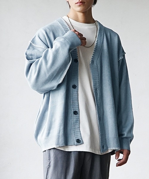MinoriTY(マイノリティ)の「ハンドステッチカーディガン 秋服 メンズ(カーディガン/ボレロ・メンズ・キナリ/ブラック/サックスブルー/グレー・M/L)」の18枚目の写真