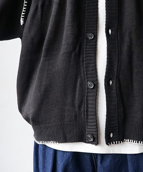 MinoriTY(マイノリティ)の「ハンドステッチカーディガン 秋服 メンズ(カーディガン/ボレロ・メンズ・キナリ/ブラック/サックスブルー/グレー・M/L)」の21枚目の写真