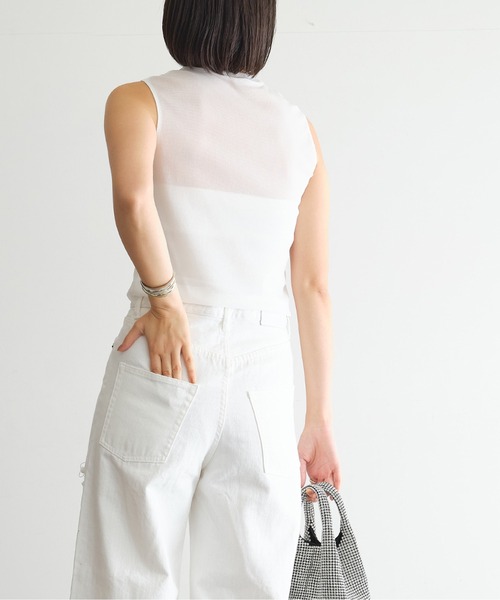 GALLARDAGALANTE(ガリャルダガランテ)の「【La nature linge】チュールノースリーブトップス(Tシャツ/カットソー・レディース・ブルー/ブラック/ホワイト・FREE)」の6枚目の写真