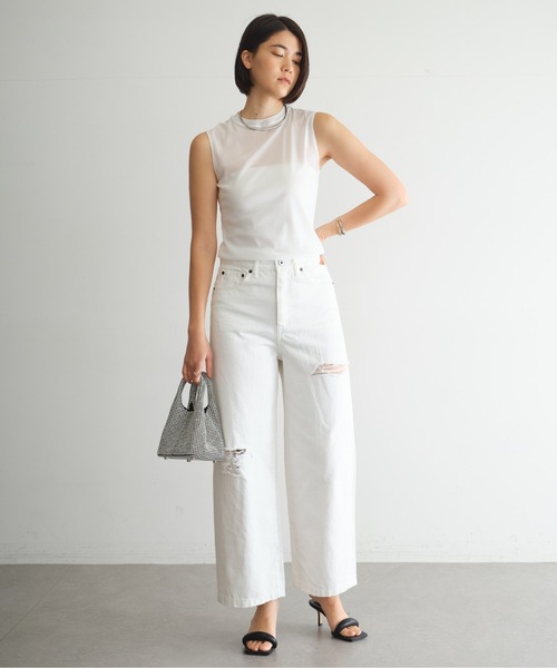 GALLARDAGALANTE(ガリャルダガランテ)の「【La nature linge】チュールノースリーブトップス(Tシャツ/カットソー・レディース・ブルー/ブラック/ホワイト・FREE)」の7枚目の写真