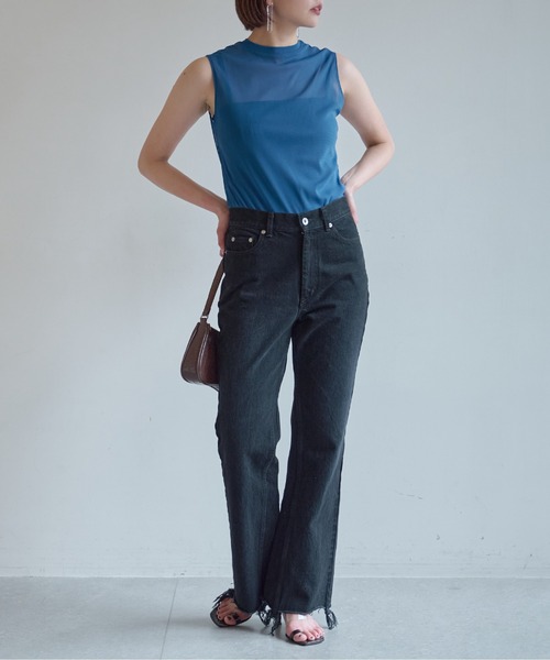 GALLARDAGALANTE(ガリャルダガランテ)の「【La nature linge】チュールノースリーブトップス(Tシャツ/カットソー・レディース・ブルー/ブラック/ホワイト・FREE)」の18枚目の写真