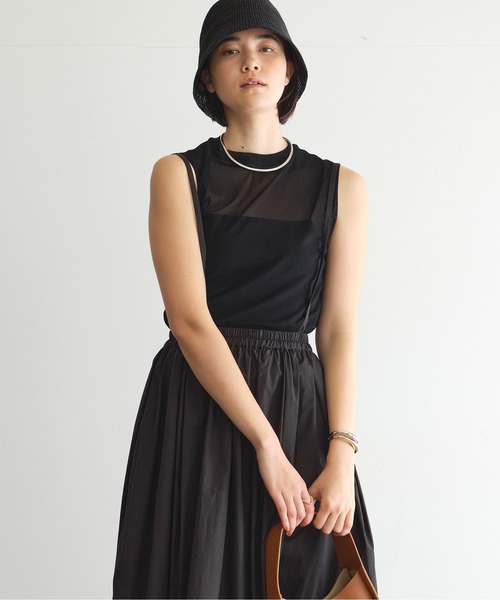 GALLARDAGALANTE(ガリャルダガランテ)の「【La nature linge】チュールノースリーブトップス(Tシャツ/カットソー・レディース・ブルー/ブラック/ホワイト・FREE)」の10枚目の写真