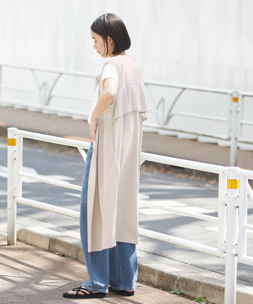 セール】カットジョーゼットロングジレ（ベスト）｜B.C STOCK