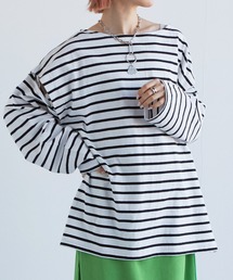w closet | ボーダーオープンスリーブプルオーバー(Tシャツ/カットソー)