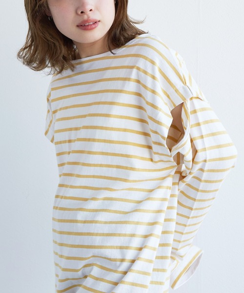 w closet(ダブルクローゼット)の「ボーダーオープンスリーブプルオーバー(Tシャツ/カットソー・レディース・ホワイト×ブラック/ブルー系その他/ピンク系その他/ホワイト×イエロー・FREE)」の20枚目の写真