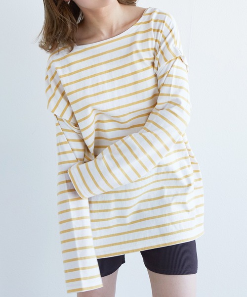 w closet(ダブルクローゼット)の「ボーダーオープンスリーブプルオーバー(Tシャツ/カットソー・レディース・ホワイト×ブラック/ブルー系その他/ピンク系その他/ホワイト×イエロー・FREE)」の21枚目の写真