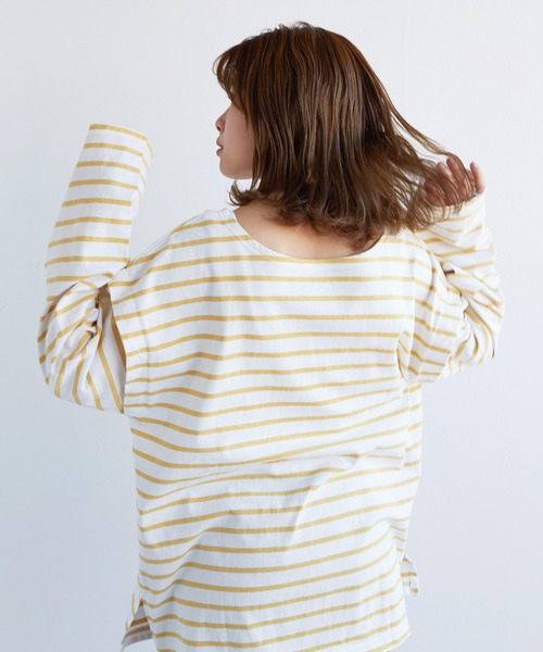 w closet(ダブルクローゼット)の「ボーダーオープンスリーブプルオーバー(Tシャツ/カットソー・レディース・ホワイト×ブラック/ブルー系その他/ピンク系その他/ホワイト×イエロー・FREE)」の22枚目の写真