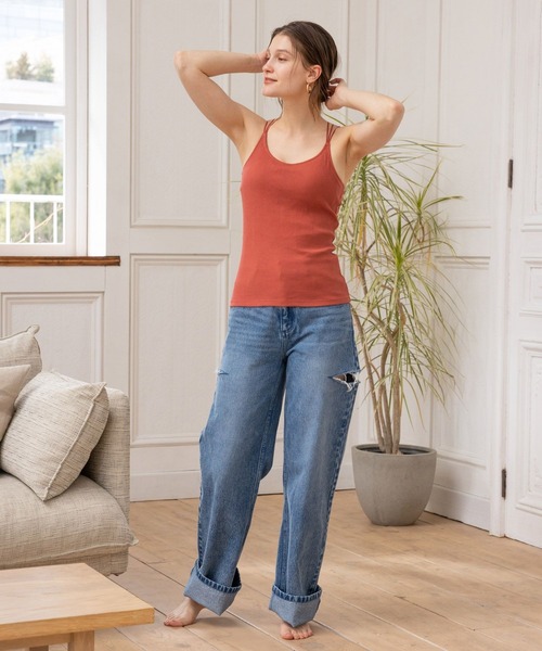 bijorie（ビジュリィ）の「【bijorie】カップ付きリブキャミ／NEW BASIC series 23SS（キャミソール・レディース・レッド/オフホワイト/チャコール・MEDIUM/LARGE/LG）」の21枚目の写真