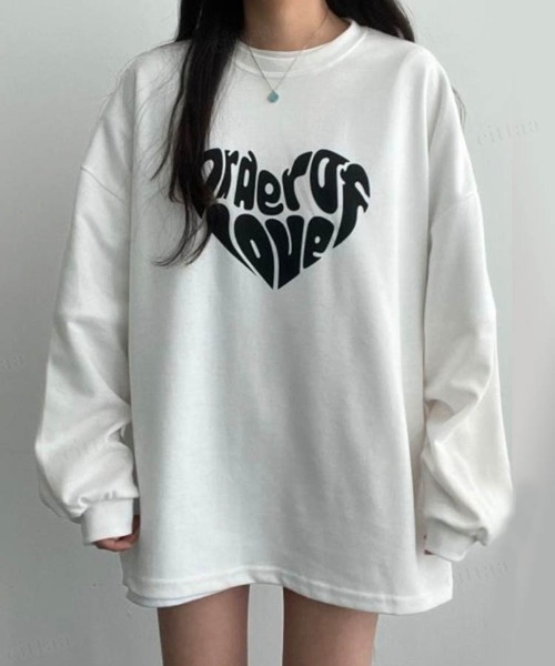 Dalfwin（ダールフィン）の「韓国ファッションLOVEロゴオーバーサイズ Tシャツ（Tシャツ/カットソー・レディース・ホワイト/ブラック/チャコールグレー/ブルー系その他3/ブラック系その他3/ホワイト系その他3・FREE/フリー）」の14枚目の写真