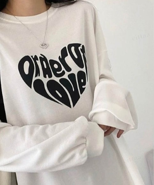 Dalfwin（ダールフィン）の「韓国ファッションLOVEロゴオーバーサイズ Tシャツ（Tシャツ/カットソー・レディース・ホワイト/ブラック/チャコールグレー/ブルー系その他3/ブラック系その他3/ホワイト系その他3・FREE/フリー）」の21枚目の写真