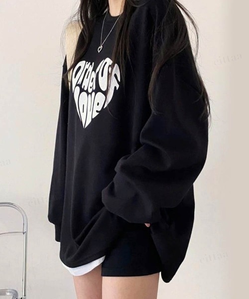 Dalfwin（ダールフィン）の「韓国ファッションLOVEロゴオーバーサイズ Tシャツ（Tシャツ/カットソー・レディース・ホワイト/ブラック/チャコールグレー/ブルー系その他3/ブラック系その他3/ホワイト系その他3・FREE/フリー）」の19枚目の写真