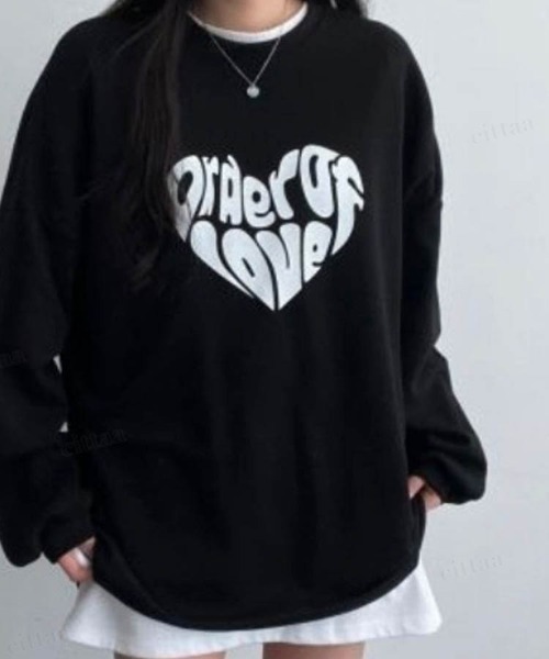 Dalfwin（ダールフィン）の「韓国ファッションLOVEロゴオーバーサイズ Tシャツ（Tシャツ/カットソー・レディース・ホワイト/ブラック/チャコールグレー/ブルー系その他3/ブラック系その他3/ホワイト系その他3・FREE/フリー）」の16枚目の写真