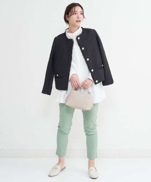 a.v.v（アーヴェヴェ）の「ノーカラーツイードジャケット（ノーカラージャケット・レディース・ブラック/アイボリー・40/38/36）」の15枚目の写真