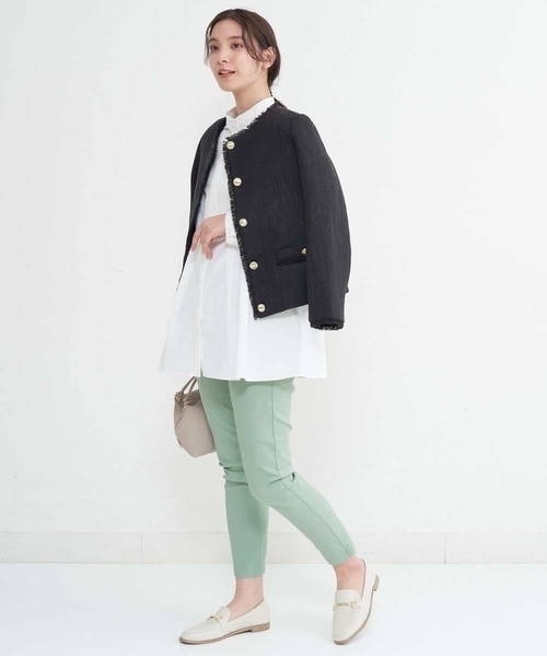 a.v.v（アーヴェヴェ）の「ノーカラーツイードジャケット（ノーカラージャケット・レディース・ブラック/アイボリー・40/38/36）」の18枚目の写真