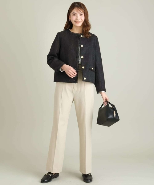 a.v.v（アーヴェヴェ）の「ノーカラーツイードジャケット（ノーカラージャケット・レディース・ブラック/アイボリー・40/38/36）」の11枚目の写真