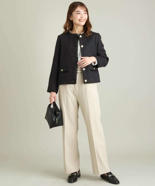 a.v.v（アーヴェヴェ）の「ノーカラーツイードジャケット（ノーカラージャケット・レディース・ブラック/アイボリー・40/38/36）」の7枚目の写真
