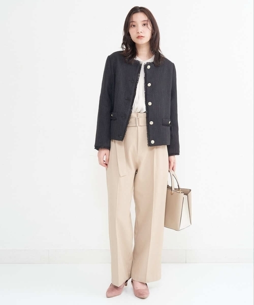 a.v.v（アーヴェヴェ）の「ノーカラーツイードジャケット（ノーカラージャケット・レディース・ブラック/アイボリー・40/38/36）」の13枚目の写真