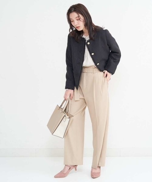 a.v.v（アーヴェヴェ）の「ノーカラーツイードジャケット（ノーカラージャケット・レディース・ブラック/アイボリー・40/38/36）」の19枚目の写真