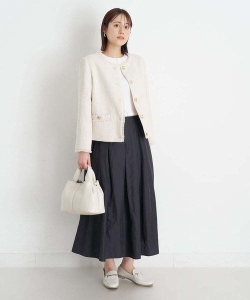 a.v.v（アーヴェヴェ）の「ノーカラーツイードジャケット（ノーカラージャケット・レディース・ブラック/アイボリー・40/38/36）」の14枚目の写真