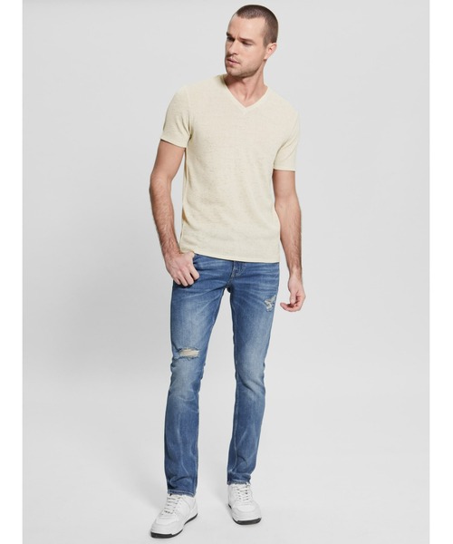 Guess（ゲス）の「Eco Miami Destroyed Skinny Jeans（デニムパンツ・メンズ・インディゴブルー・30inch/31inch/32inch/29inch）」の7枚目の写真