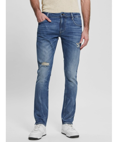 Guess（ゲス）の「Eco Miami Destroyed Skinny Jeans（デニムパンツ・メンズ・インディゴブルー・30inch/31inch/32inch/29inch）」の4枚目の写真