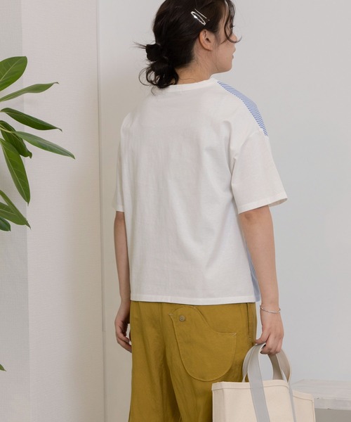 POU DOU DOU（プードゥドゥ）の「ランダムパッチワークTee（Tシャツ/カットソー・レディース・オフホワイト/ブラック/ライトブルー・3）」の11枚目の写真