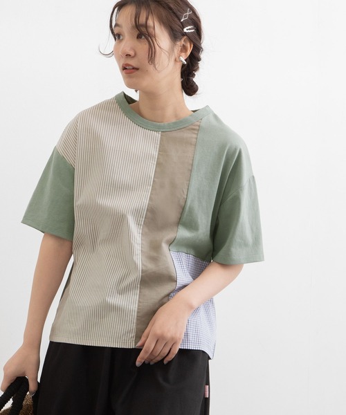 POU DOU DOU（プードゥドゥ）の「ランダムパッチワークTee（Tシャツ/カットソー・レディース・オフホワイト/ブラック/ライトブルー・3）」の19枚目の写真