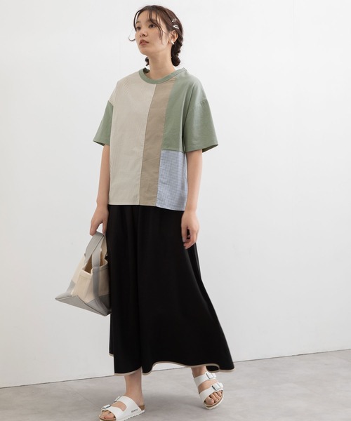 POU DOU DOU（プードゥドゥ）の「ランダムパッチワークTee（Tシャツ/カットソー・レディース・オフホワイト/ブラック/ライトブルー・3）」の20枚目の写真