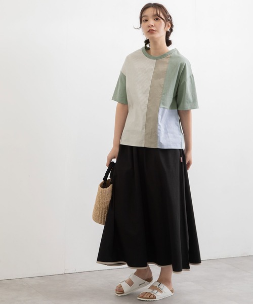 POU DOU DOU（プードゥドゥ）の「ランダムパッチワークTee（Tシャツ/カットソー・レディース・オフホワイト/ブラック/ライトブルー・3）」の21枚目の写真