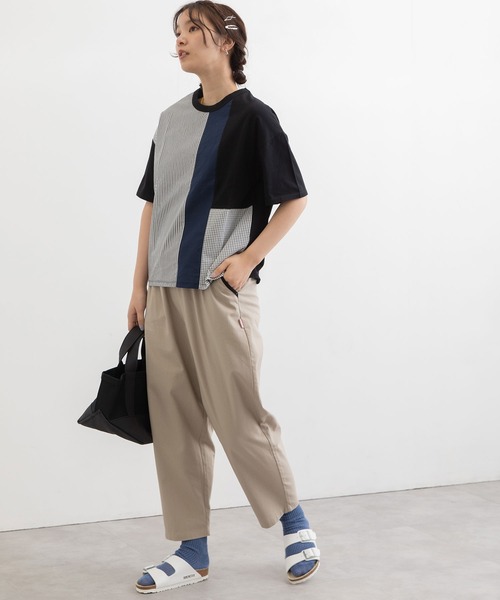 POU DOU DOU（プードゥドゥ）の「ランダムパッチワークTee（Tシャツ/カットソー・レディース・オフホワイト/ブラック/ライトブルー・3）」の4枚目の写真