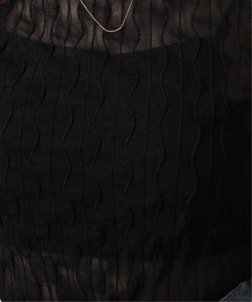 RAY CASSIN（レイカズン）の「ウェーブシアー半袖プルオーバー（Tシャツ/カットソー・レディース・グリーン/キナリ/ブラック・FREE）」の9枚目の写真