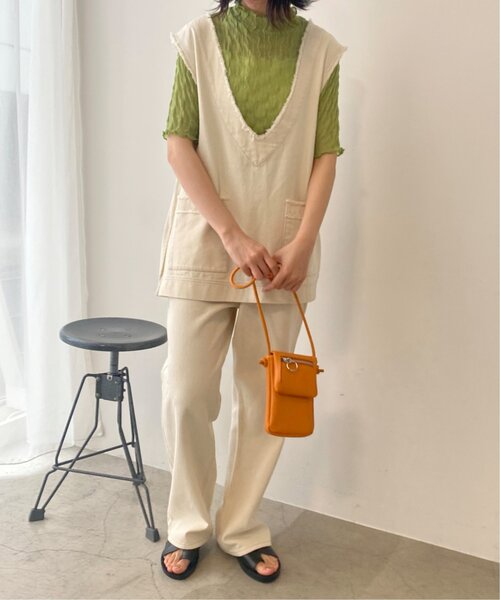 RAY CASSIN（レイカズン）の「ウェーブシアー半袖プルオーバー（Tシャツ/カットソー・レディース・グリーン/キナリ/ブラック・FREE）」の15枚目の写真