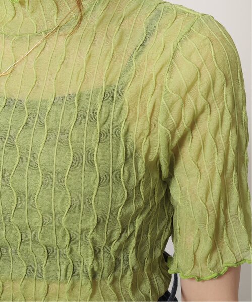 RAY CASSIN（レイカズン）の「ウェーブシアー半袖プルオーバー（Tシャツ/カットソー・レディース・グリーン/キナリ/ブラック・FREE）」の18枚目の写真