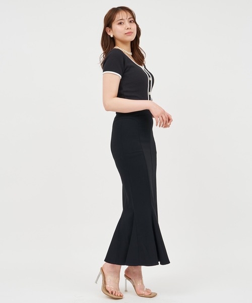ROYAL PARTY(ロイヤルパーティー)の「配色ボタンパイピングカットトップス(Tシャツ/カットソー・レディース・ブラック/オフホワイト/パープル・FREE)」の20枚目の写真