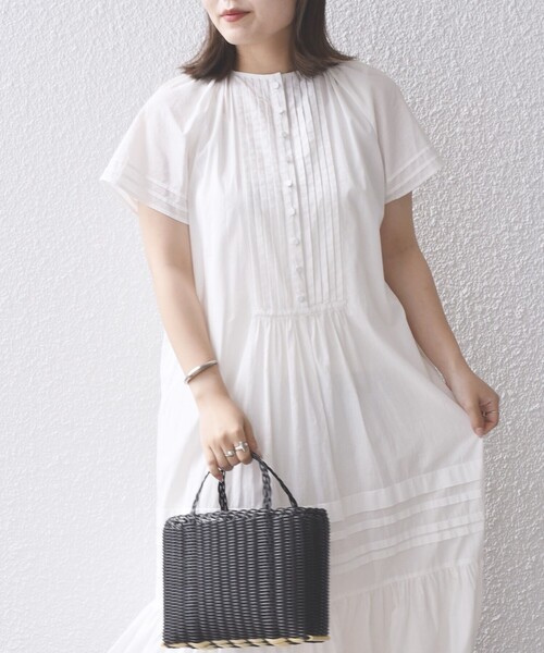 SHIPS シップス ピンタックレースリボンワンピース フレンチ袖 コットン SHIPS any（シップス エニィ）の「SHIPS any:〈抗菌消臭〉USA