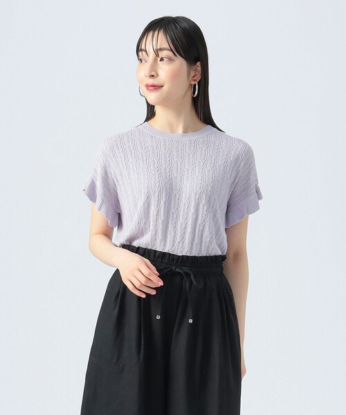BEAMS HEART（ビームスハート）の「袖フリル ニットプルオーバー（Tシャツ/カットソー・レディース・イエロー/ホワイト系その他5/ブルー系その他4/ネイビー/ブルー系その他/パープル系その他4・FREE）」の5枚目の写真