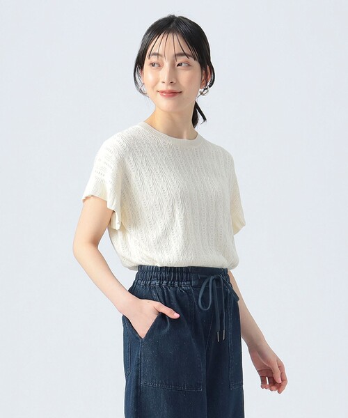 BEAMS HEART（ビームスハート）の「袖フリル ニットプルオーバー（Tシャツ/カットソー・レディース・イエロー/ホワイト系その他5/ブルー系その他4/ネイビー/ブルー系その他/パープル系その他4・FREE）」の20枚目の写真