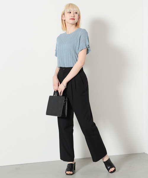 BEAMS HEART（ビームスハート）の「袖フリル ニットプルオーバー（Tシャツ/カットソー・レディース・イエロー/ホワイト系その他5/ブルー系その他4/ネイビー/ブルー系その他/パープル系その他4・FREE）」の14枚目の写真