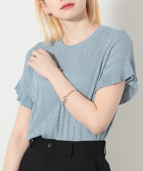 BEAMS HEART（ビームスハート）の「袖フリル ニットプルオーバー（Tシャツ/カットソー・レディース・イエロー/ホワイト系その他5/ブルー系その他4/ネイビー/ブルー系その他/パープル系その他4・FREE）」の16枚目の写真