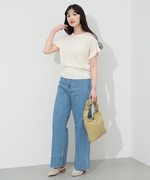 BEAMS HEART（ビームスハート）の「袖フリル ニットプルオーバー（Tシャツ/カットソー・レディース・イエロー/ホワイト系その他5/ブルー系その他4/ネイビー/ブルー系その他/パープル系その他4・FREE）」の7枚目の写真